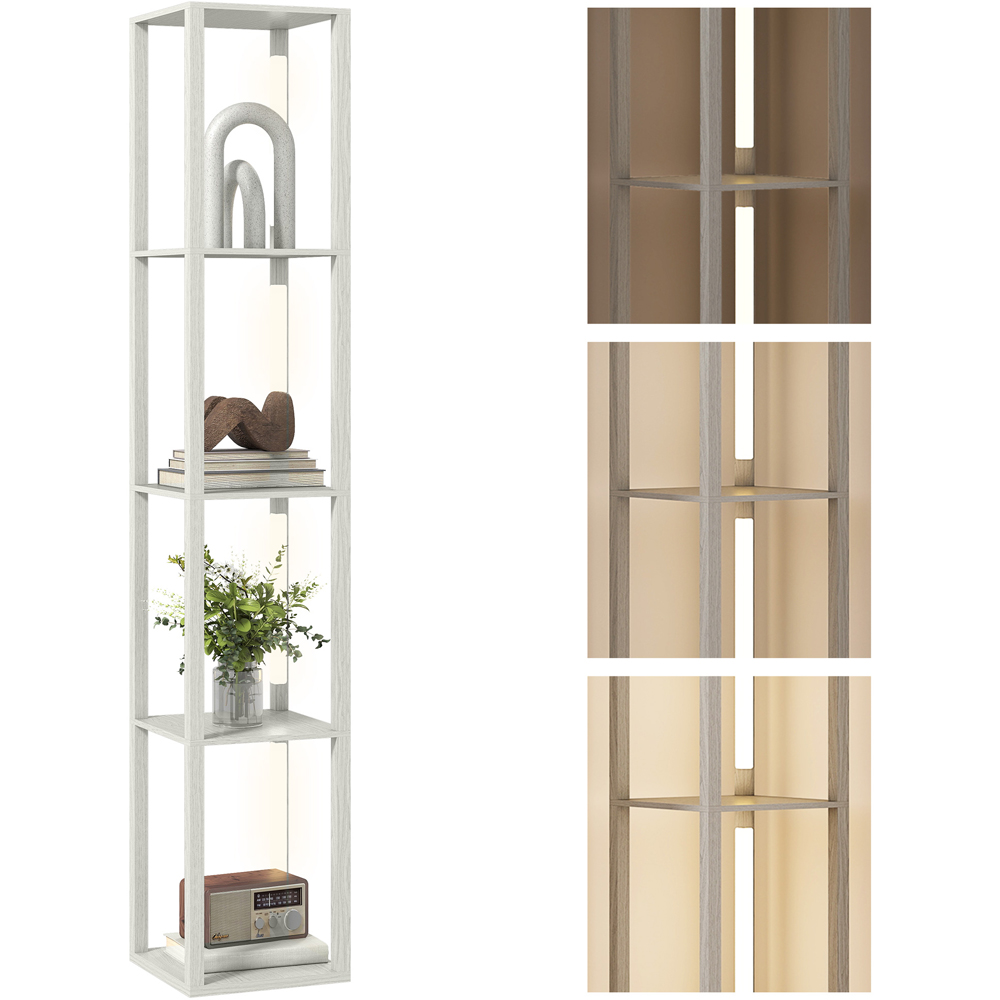 Portland 4 Shelf Oak LED Floor Lamp with Foot Switch Image 3