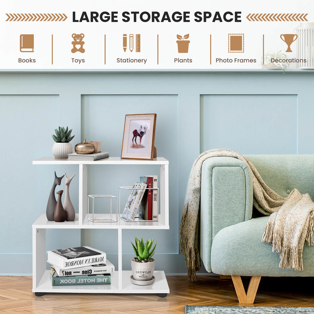 Costway 4 Shelf White Bookcase Image 4
