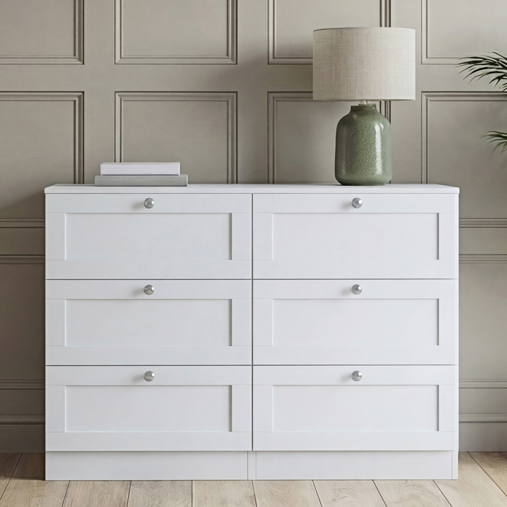 VIDA DESIGNS Altino 6 Drawer White Shaker-Style Chest of Drawers Image 4