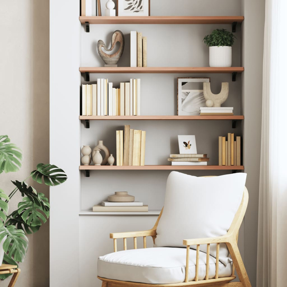 vidaXL 30 x 100cm Light Brown Oak Wood Wall Shelf Image 2