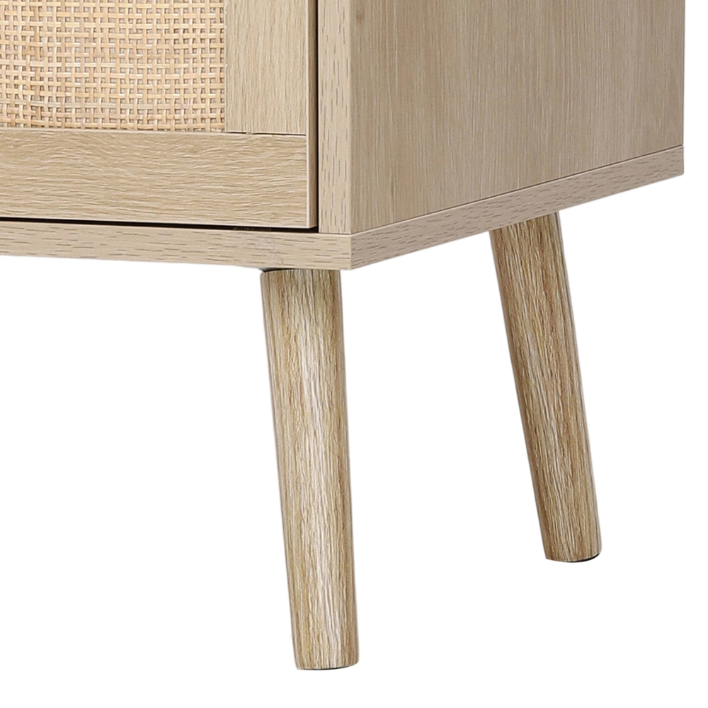 Living and Home 2 Drawer Single Shelf Natural Wooden Rattan Nightstand Image 6