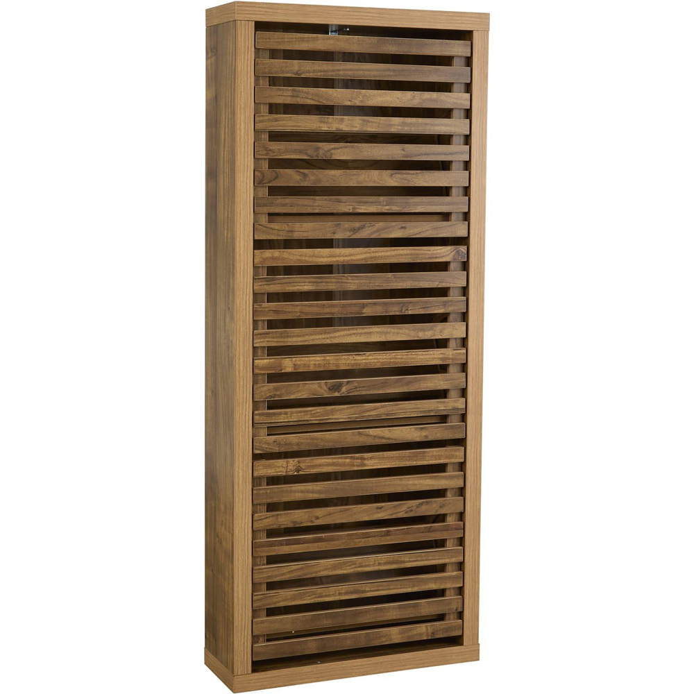 Home Source Luna 3 Flip Down Door Oak Slatted Shoe Cabinet Image 2