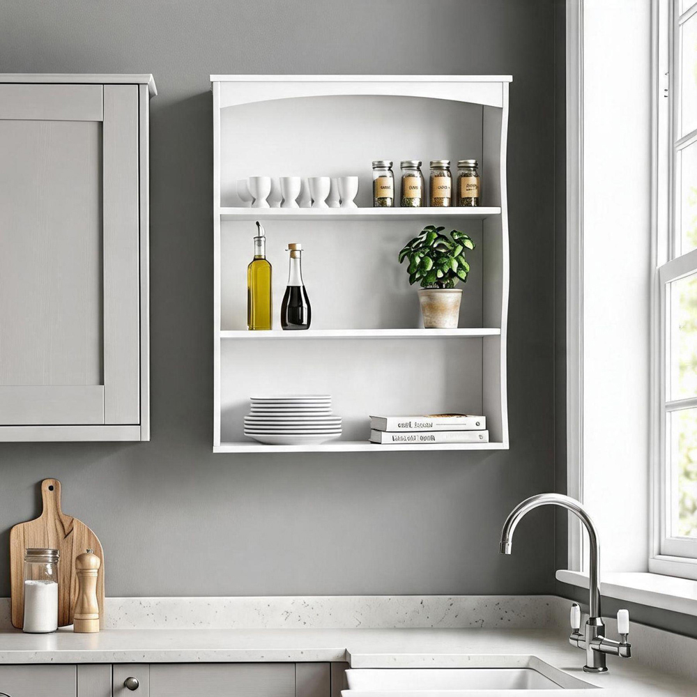 Home Source Polar 3 Tier White Kitchen Wall Mounted Shelf Image 5