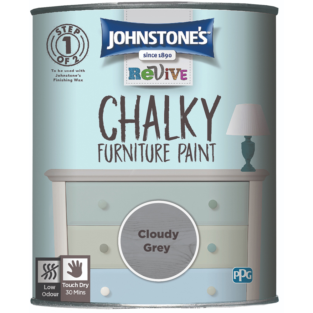 Johnstone's Revive Cloudy Grey Matt Chalky Furniture Paint 750ml Image 2