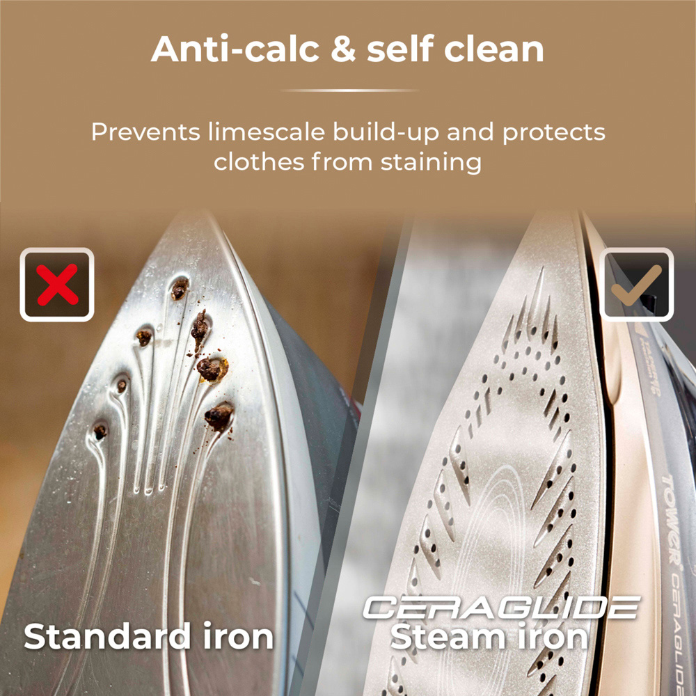 Tower Ceraglide Black and Gold 360 Cord Cordless Steam Iron 2800W Image 7