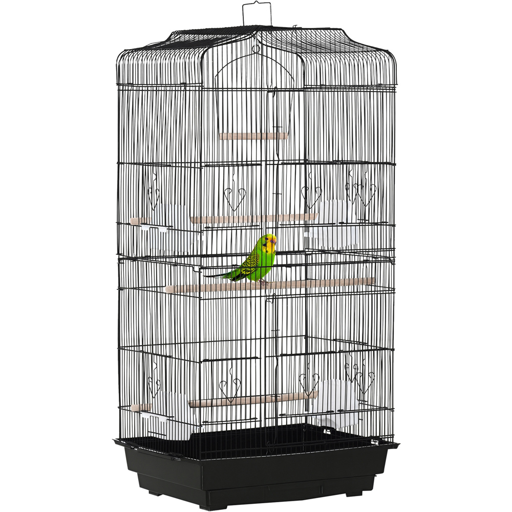 PawHut Black Large Bird Cage with Stand 92 x 47 x 36cm Image 1
