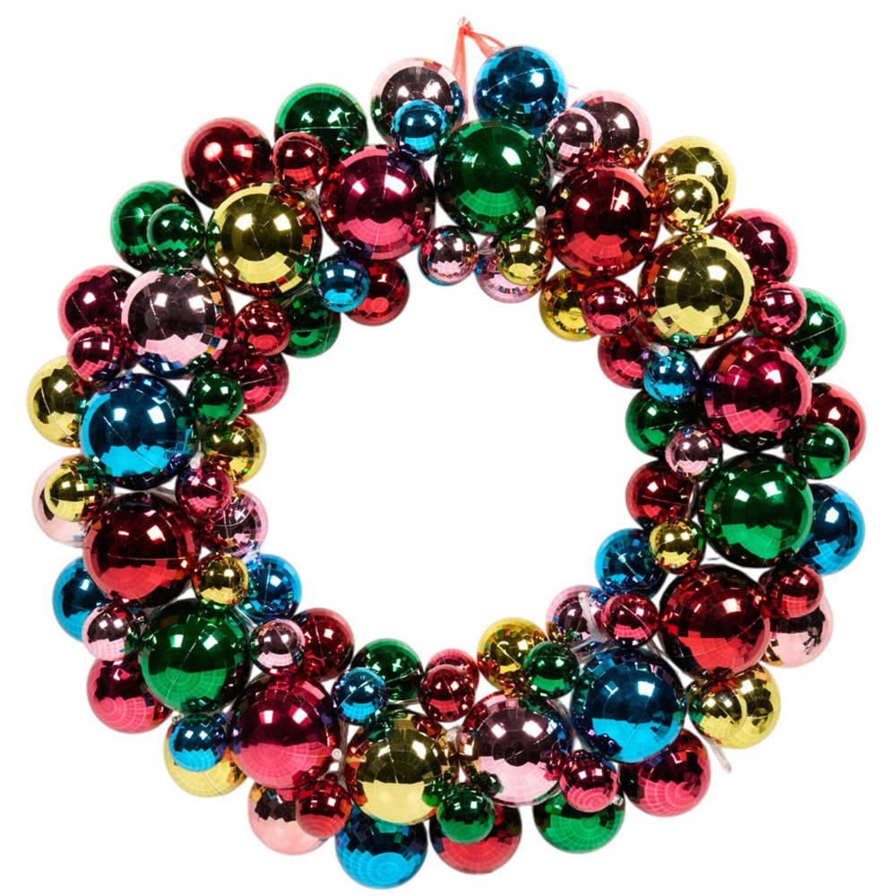 LED Colourful Disco Wreath Image 1