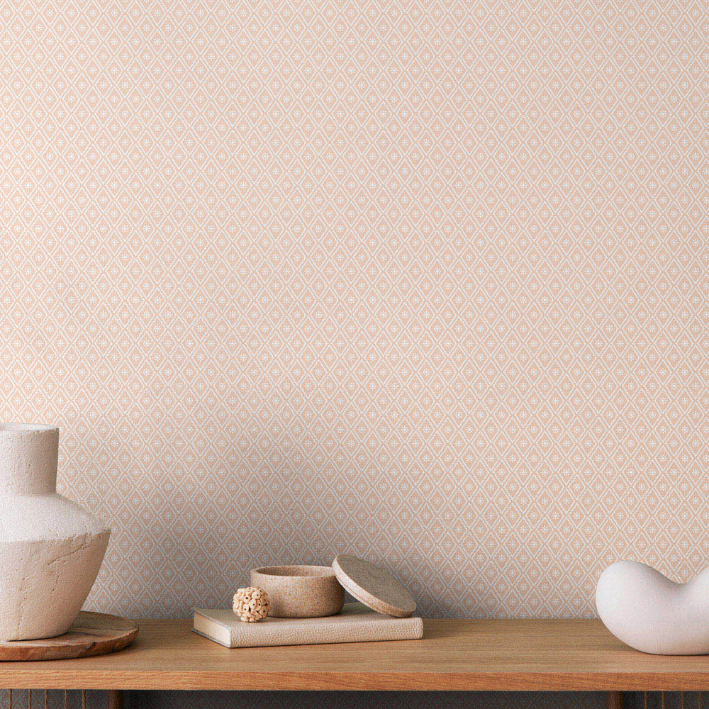 Hoopla Walls Purity Ditsy Diamond Light Pink Wallpaper Image 2