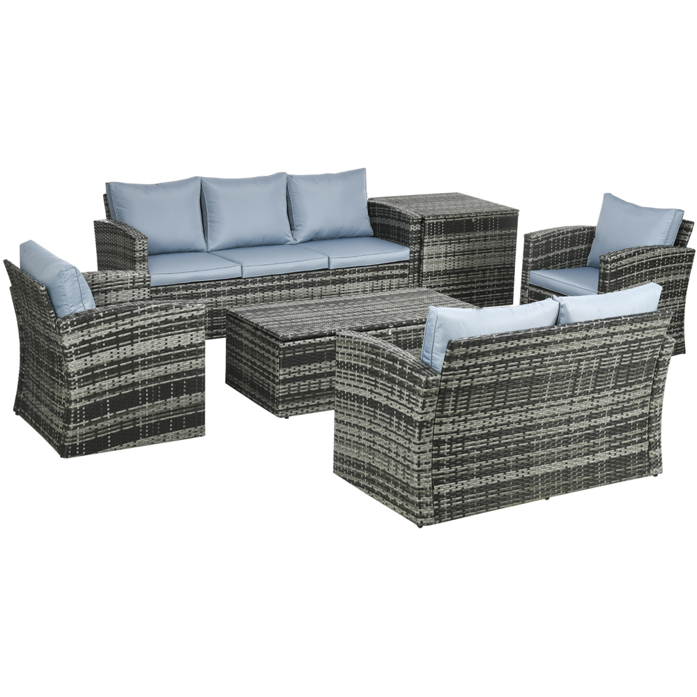 Outsunny 7 Seater Rattan Grey Garden Lounge Set Image 2