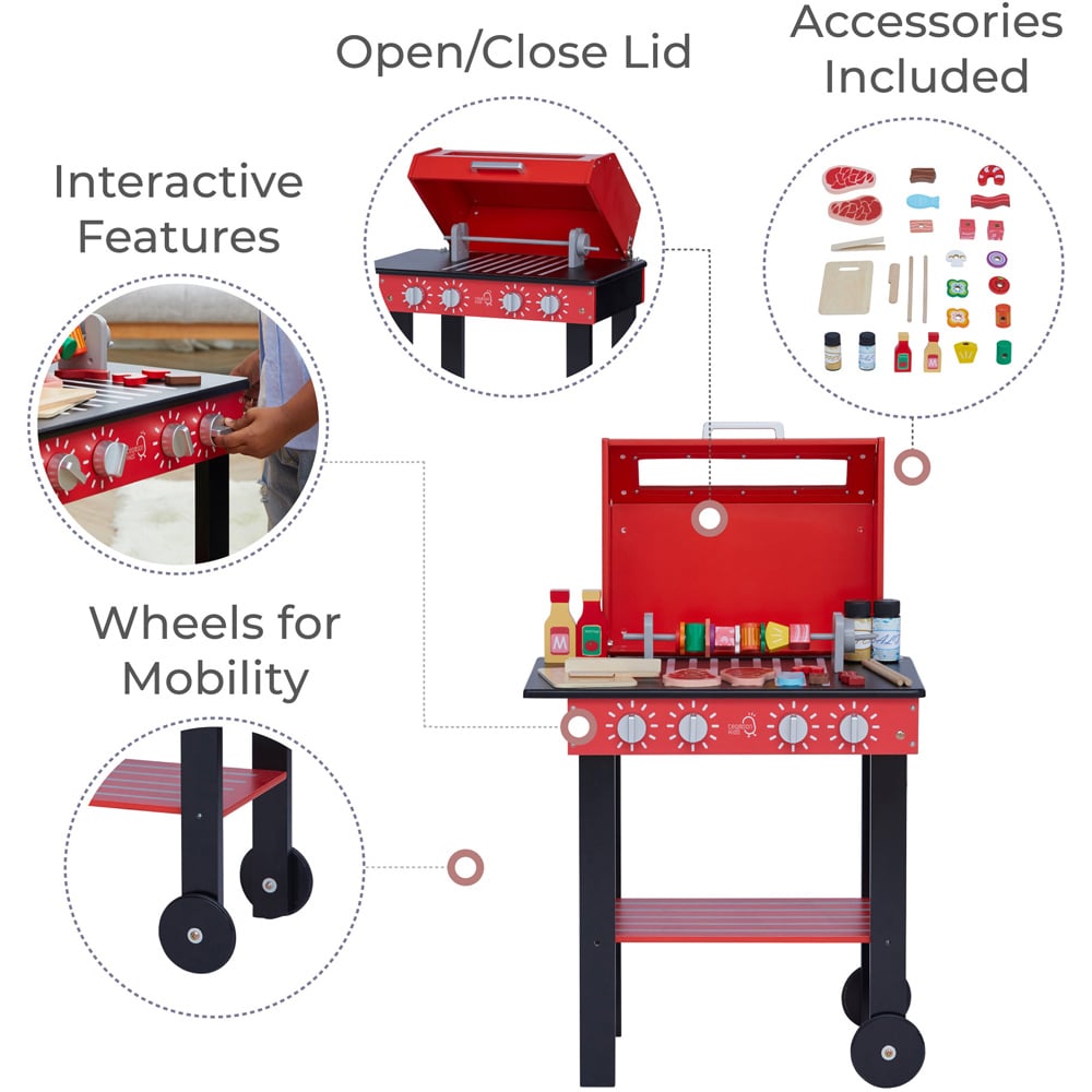 Teamson Kids Red Little Helper Backyard BBQ Play Stand Kitchen Image 7