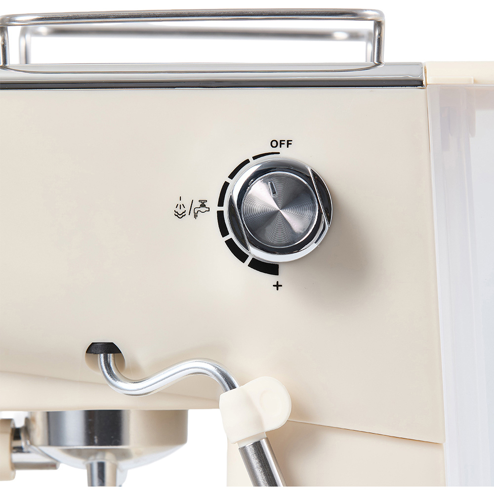 Living and Home EK020004 Retro Cream 1.5L Espresso Machine with Steam Milk Frother Image 4
