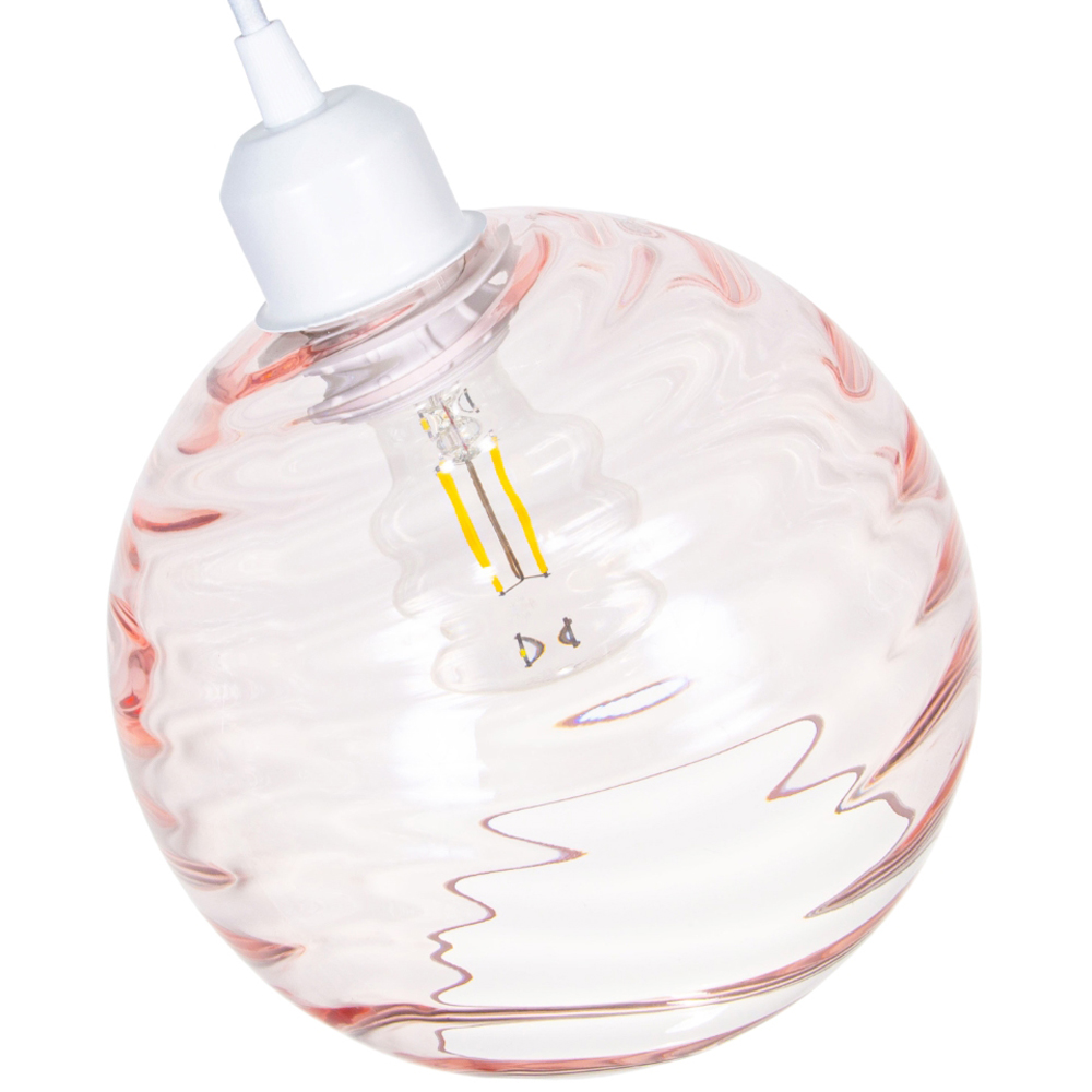 Happy Homewares Designer Pink Circular Ribbed Glass Non Electric Pendant Shade Image 5