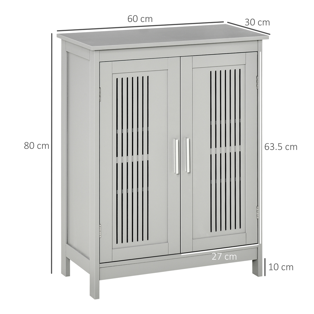 Kleankin 2 Door Grey Freestanding Bathroom Cabinet Image 9