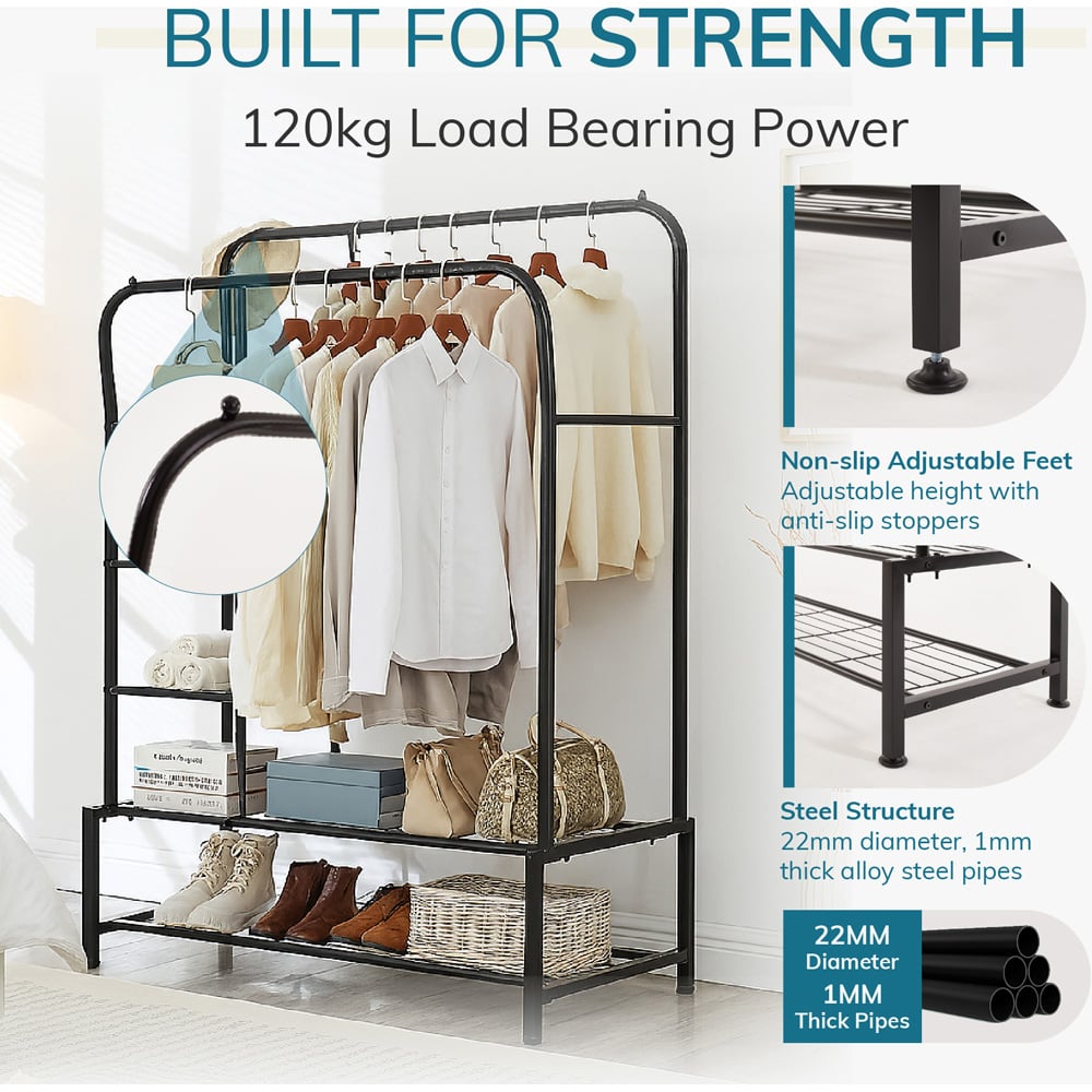House of Home 5 Shelf Heavy Duty Double Clothes Rail Image 8
