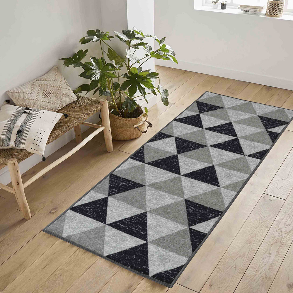 Desire Rugs Havana Grey Geometric Anti Slip Door Mat 300 x 80cm Image 2