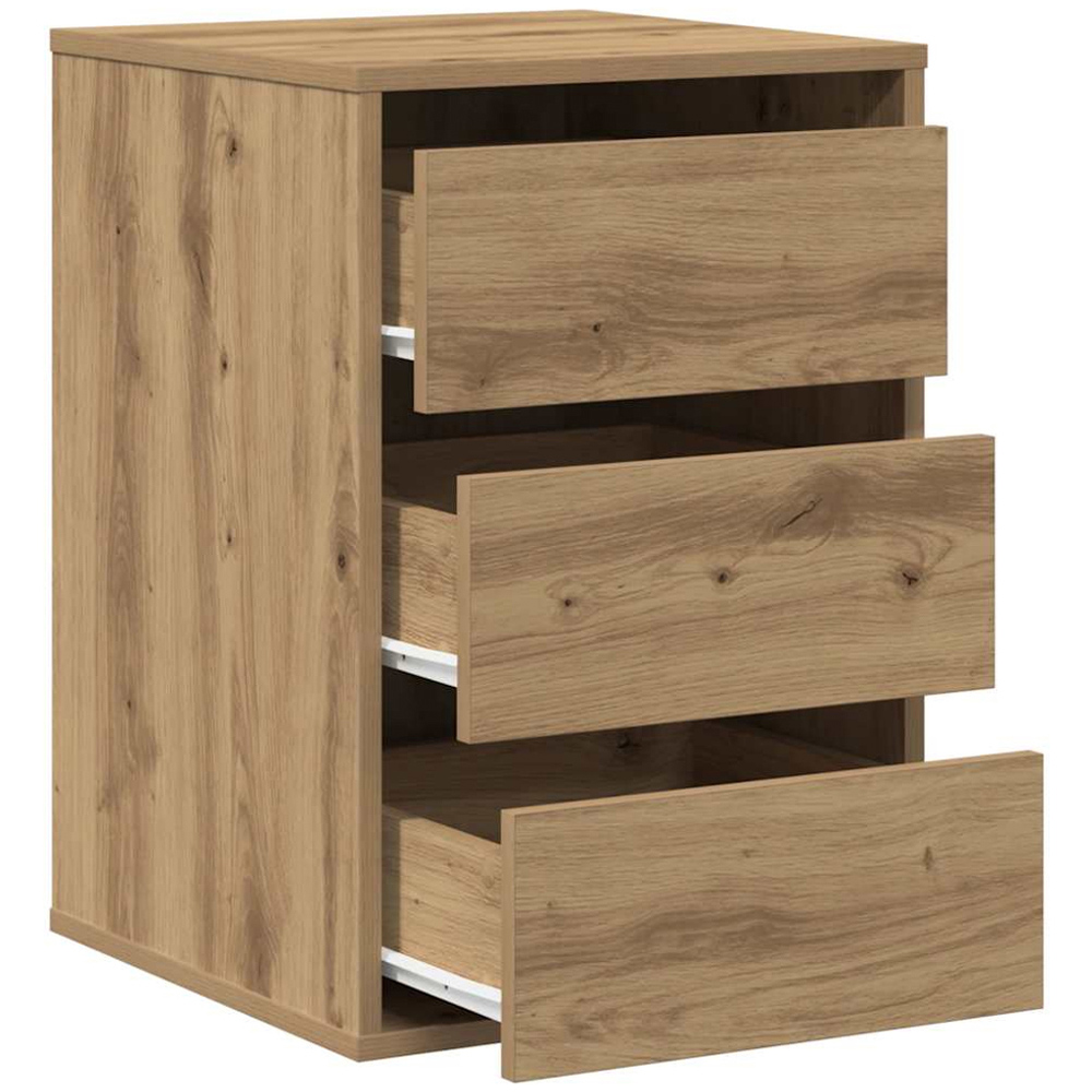 vidaXL 3 Drawer Artisanal Oak Wooden Chest of Drawers Image 4