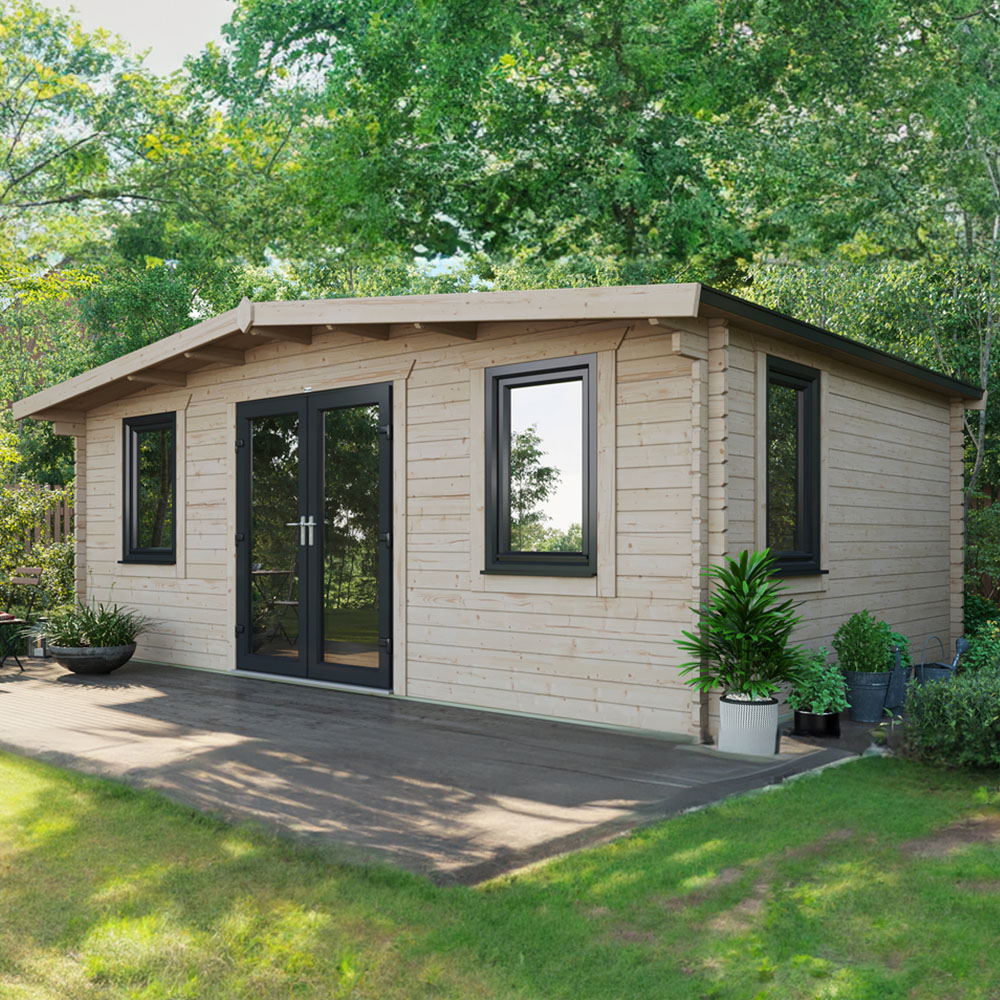 Power Sheds 14 x 20ft Centre Double Door Chalet Log Cabin Image 2
