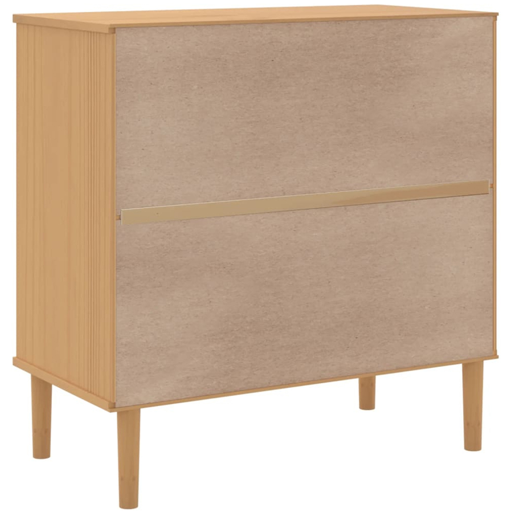 vidaXL Single Rattan Door 4 Drawer Brown Pine Wood Sideboard Image 8