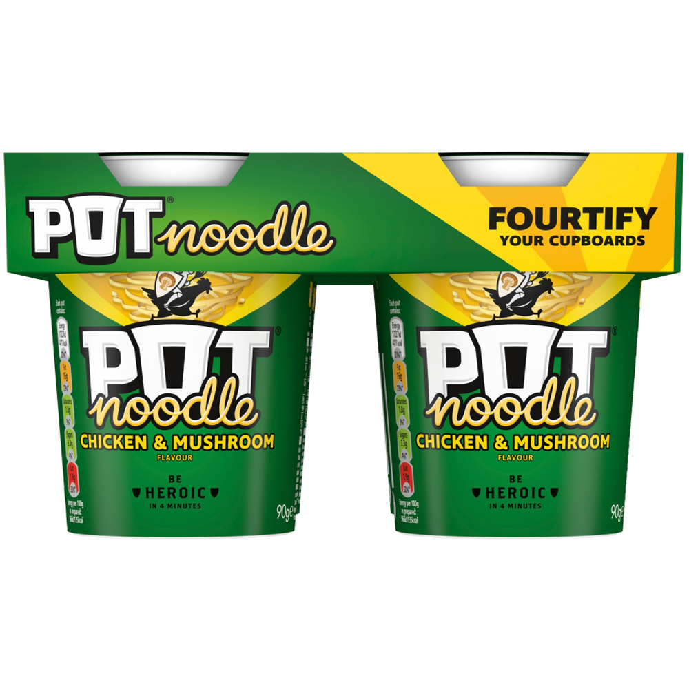 Pot Noodle Standard Pot Chicken and Mushroom 90g 4 Pack Image 1