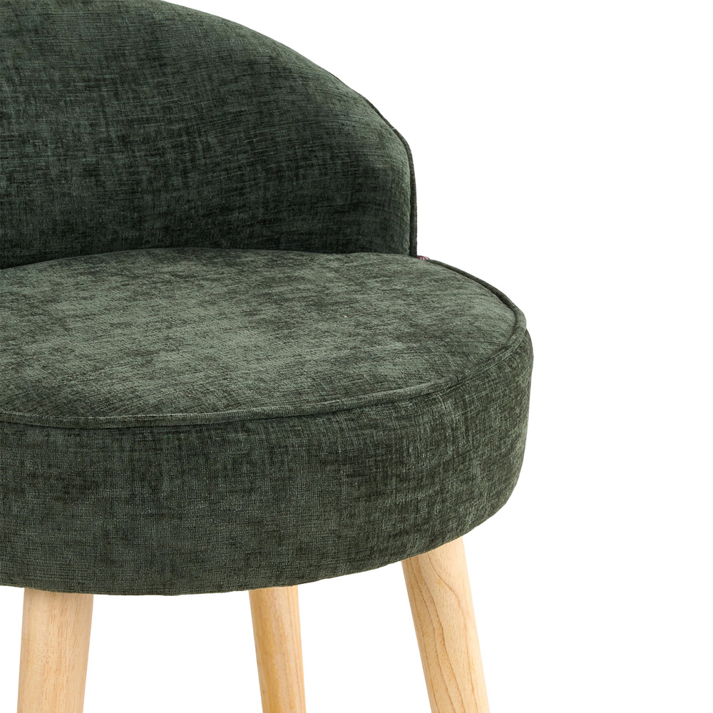 Living and Home Green Chenille Low Backrest Vanity Stool Image 5