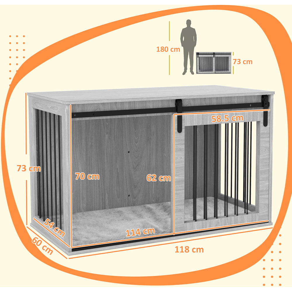 PawHut Dog Grey Extra Large Dog Crate with Removable Cushion Image 9