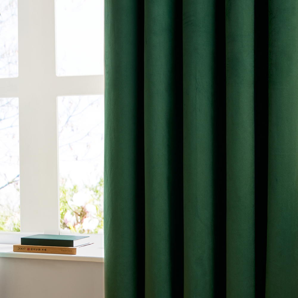 Furn The Ultimate Emerald Velvet Fully Lined Eyelet Curtains 229 x 229cm Image 2