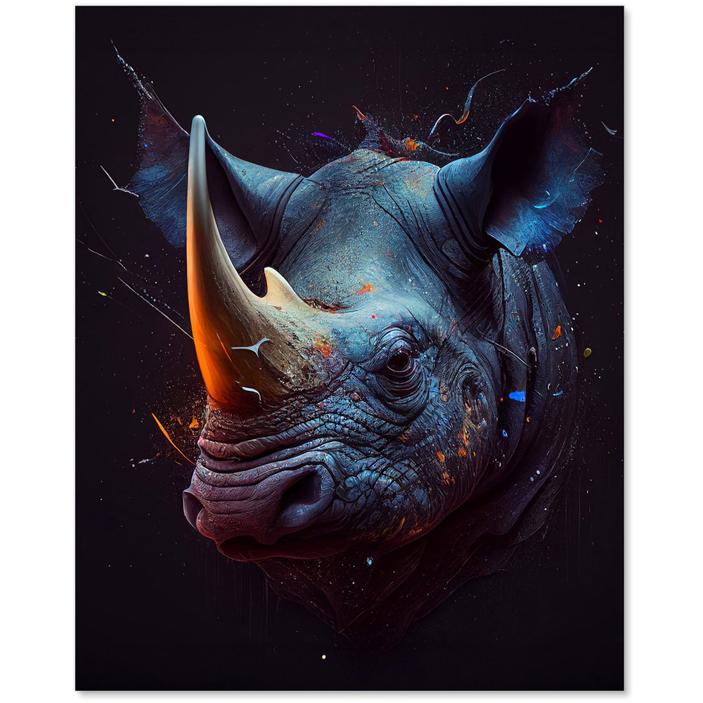 Warren Reed Designer Splashart Rhino Face Glass Kitchen Splashback 75 x 60cm Image 2