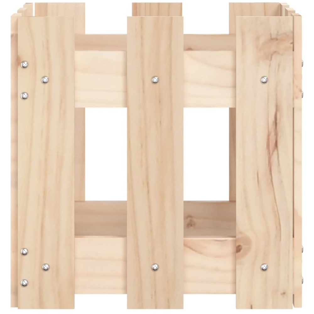 vidaXL Brown Solid Pine Wood Fence Design Garden Planter 30 x 30 x 30cm Image 5