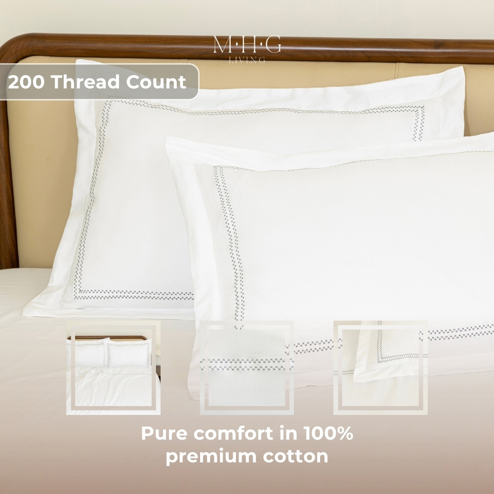 MHG Living King Size Oxford Grey 200 Thread Count Duvet Cover Set Image 3