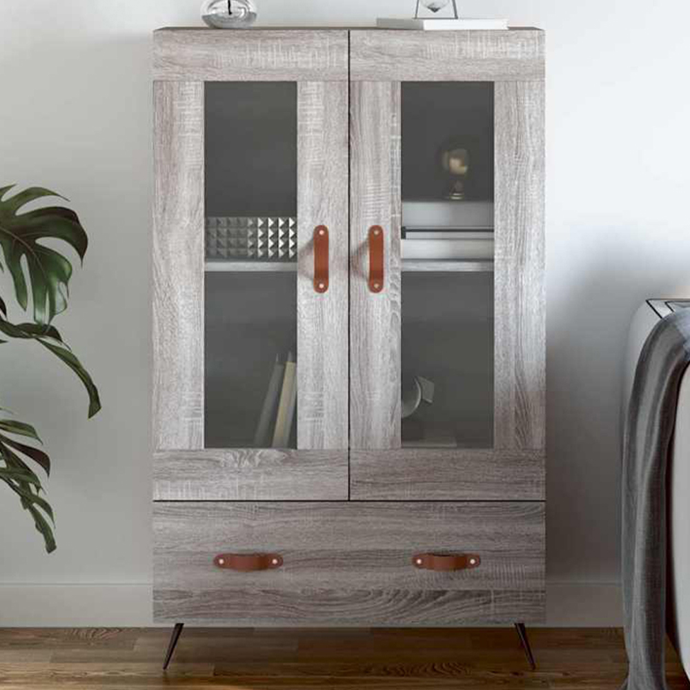 vidaXL 2 Door Single Drawer Grey Sonoma Wooden Highboard Image 1