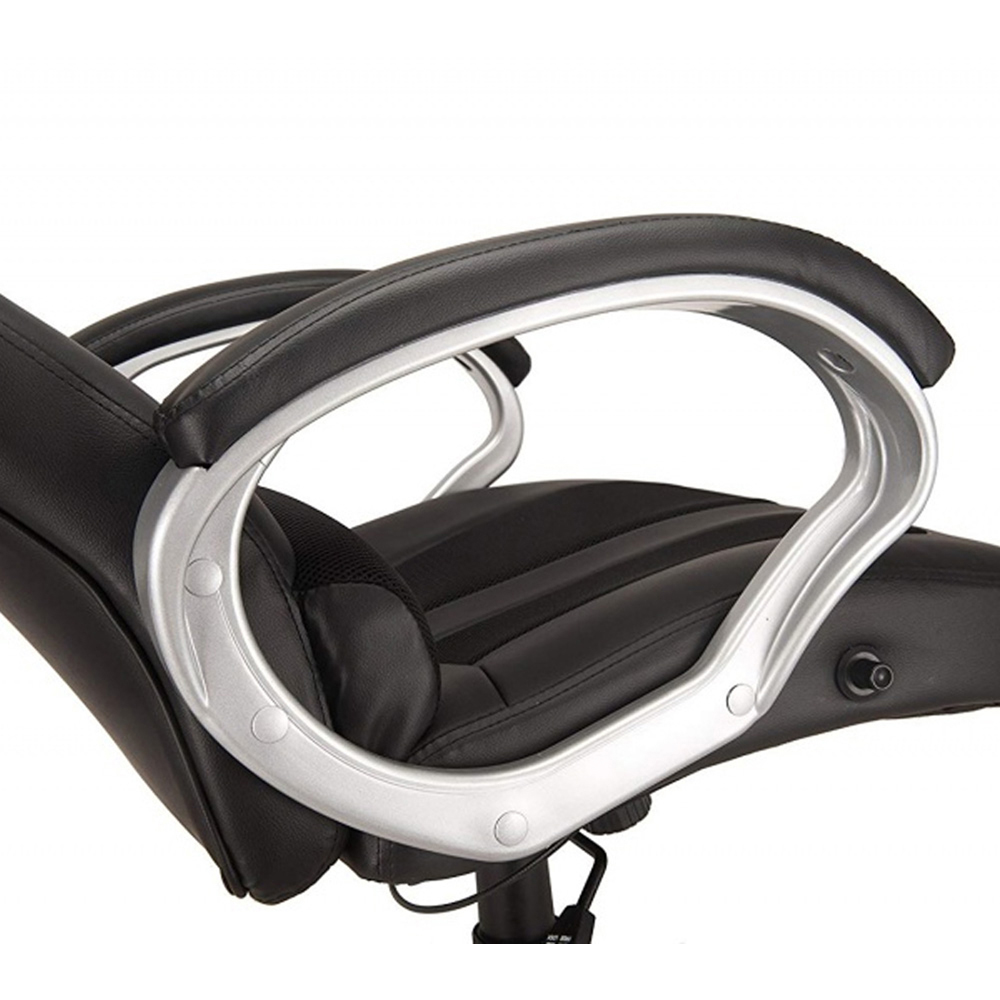 Reclining Gaming Style Office Chair in Faux Leather - Black Image 4