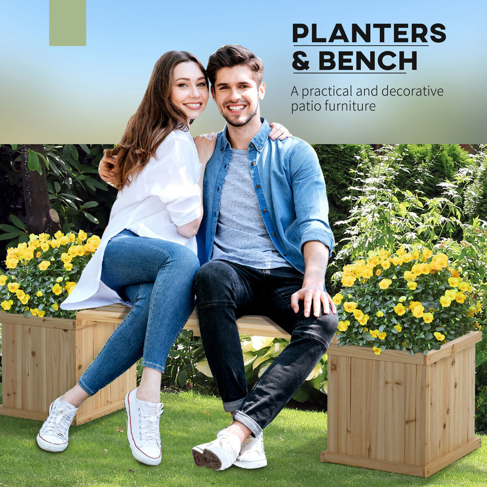Outsunny Natural Garden Raised Bed Duo Planter Image 7