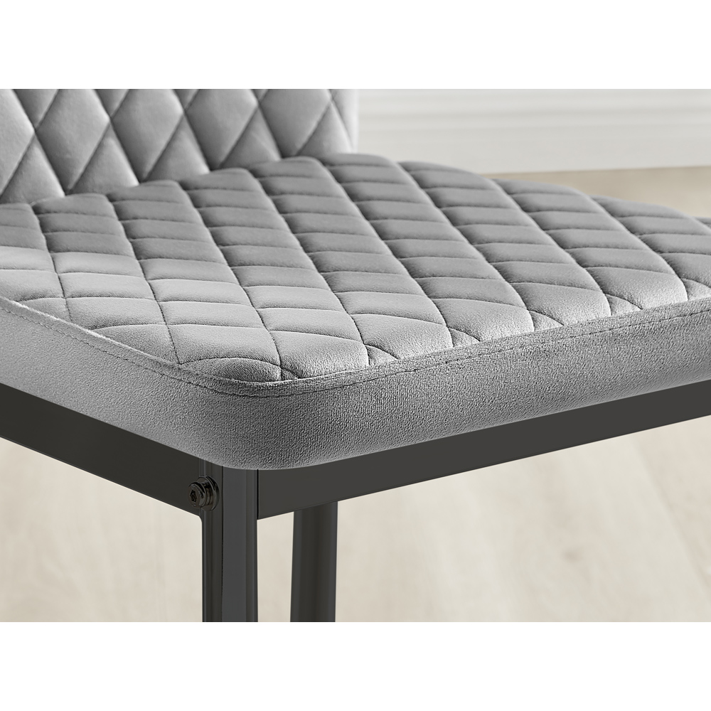 Furniturebox Valera Set of 4 Grey and Black Velvet Dining Chair Image 7