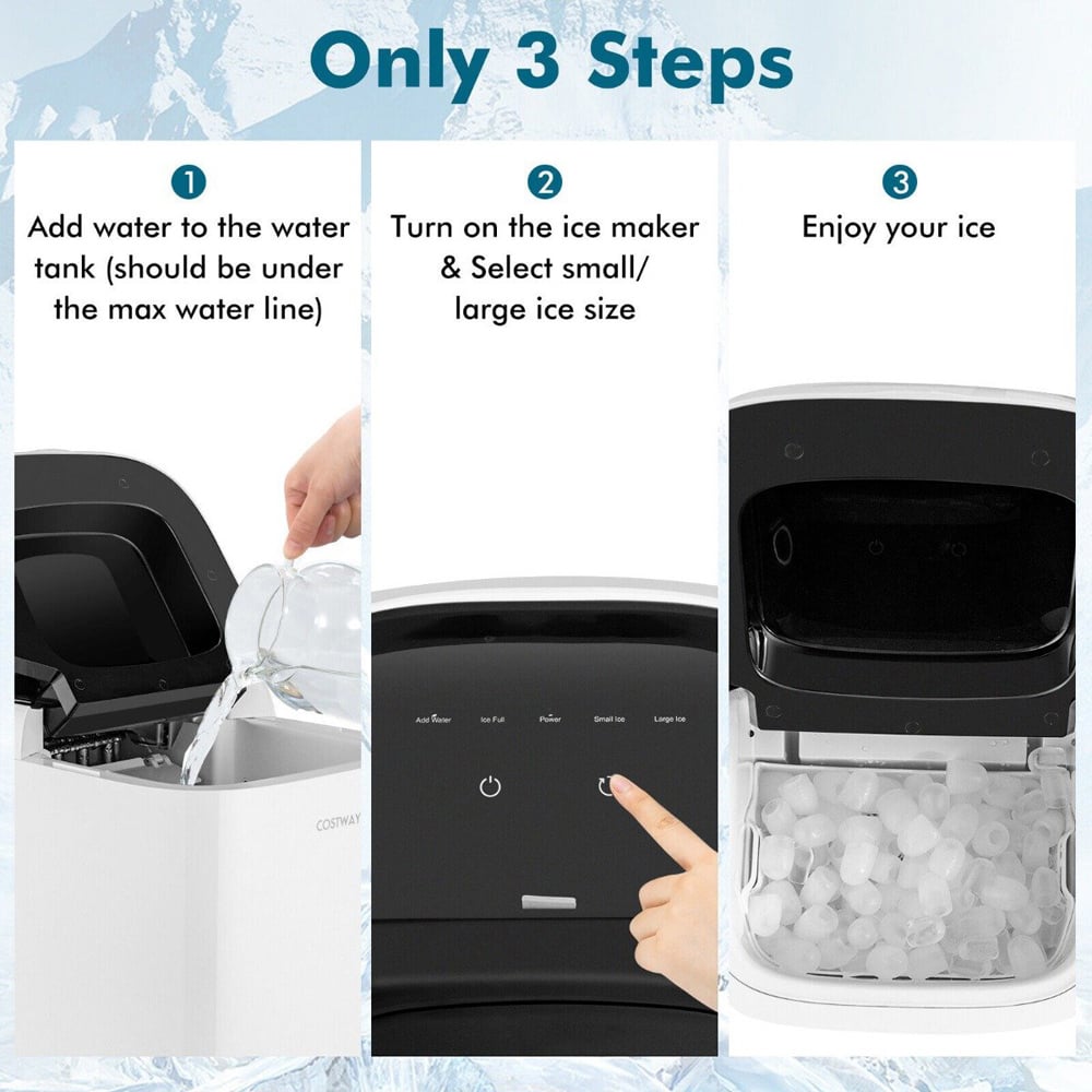 Costway White Portable Electric Countertop Ice Cube Maker Image 4