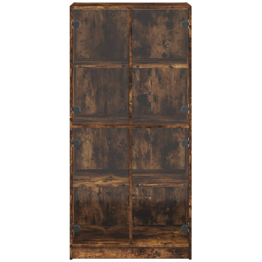 vidaXL 2 Glass Door 8 Shelf Smoked Oak Highboard Image 6