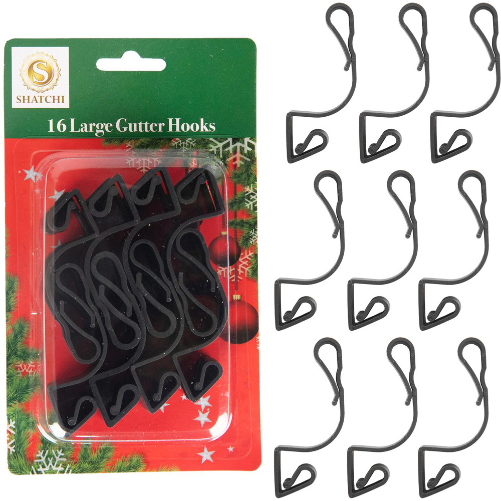 Shatchi Large Black Outdoor Gutter Hooks 16 Pack Image 4