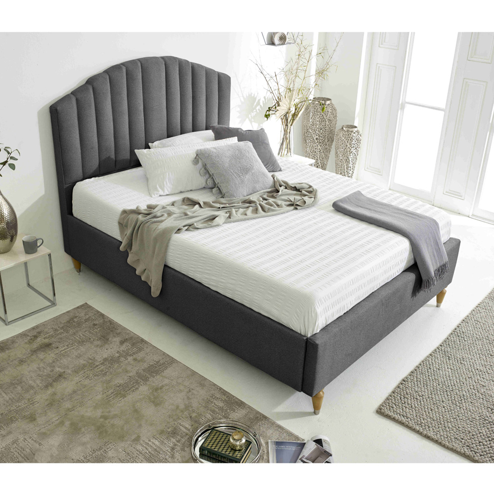 Eleganza Henrik Super King Size Steel Arlington Fabric Bed Frame with Curved Headboard Image 7