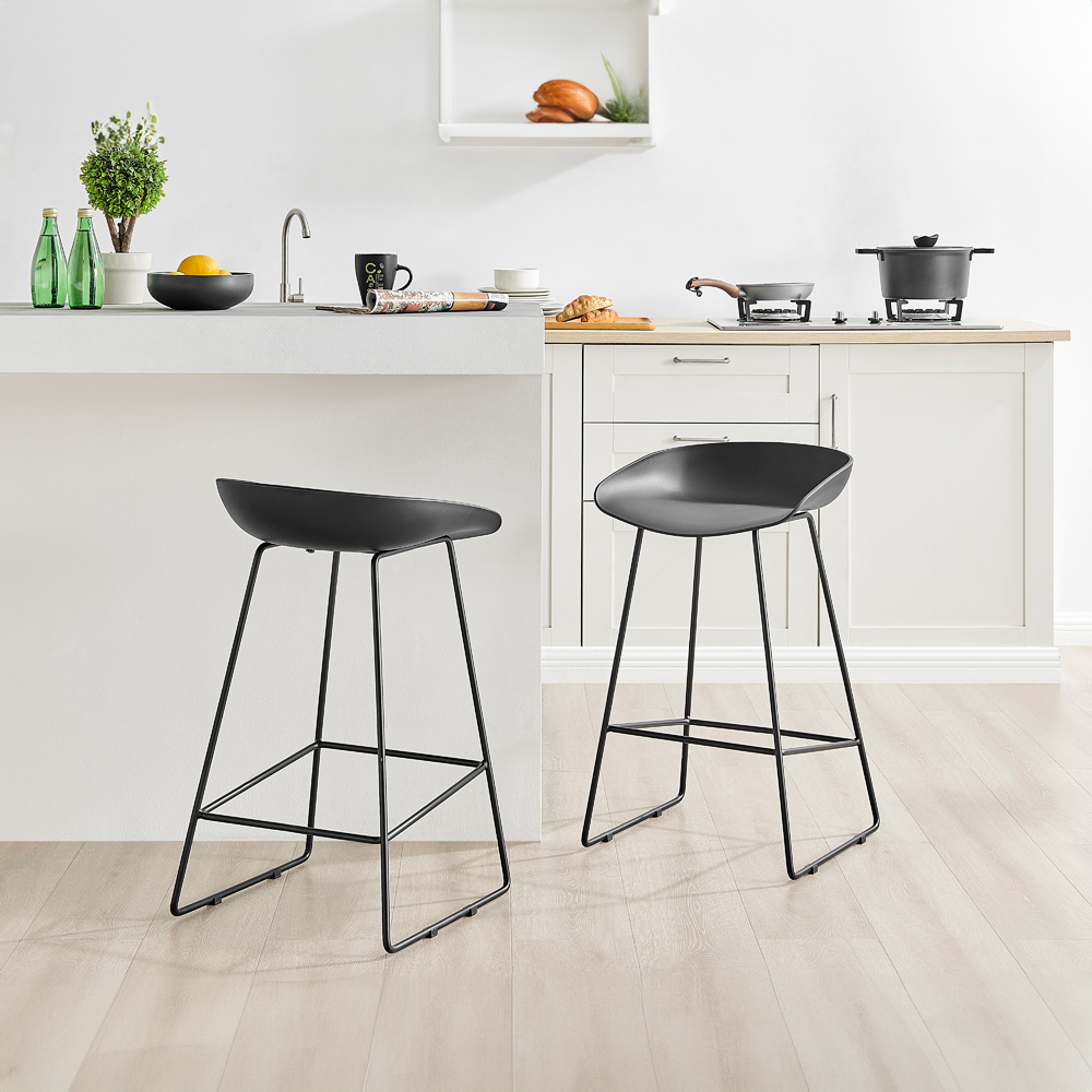 Furniturebox Harding Black Bar Stool Set of 2 Image 2