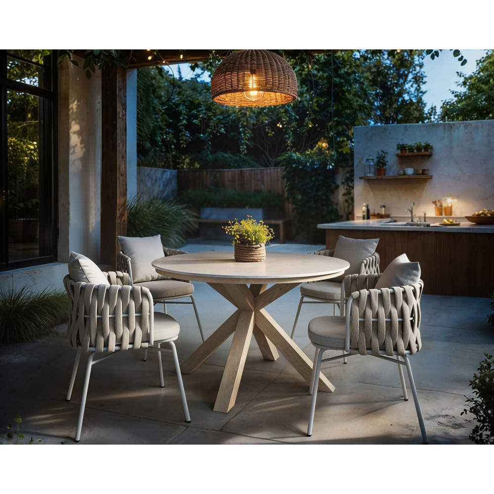 SOLACE+CO Florence Louisa 4 Seater Round Garden Dining Set Image 6