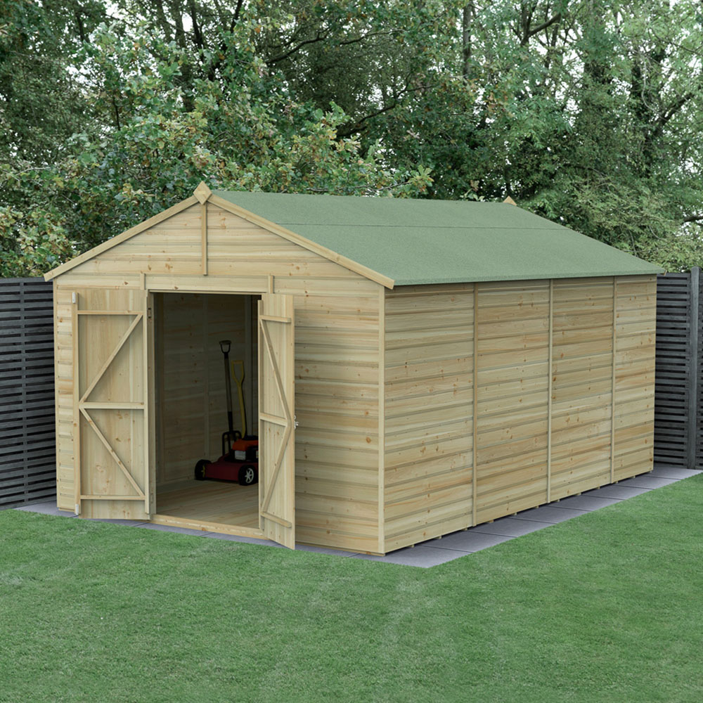 Forest Garden Beckwood 10 x 15ft Double Door Shiplap Apex Shed Image 2