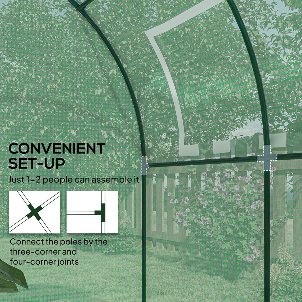 Outsunny Green PE 6 x 6ft Walk In Polytunnel Greenhouse Image 3