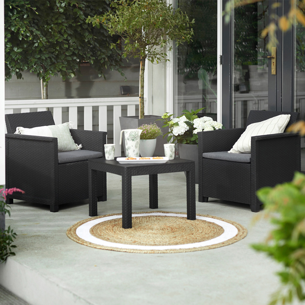Keter Emma 2 Seater Graphite Balcony Sofa Set Image 1