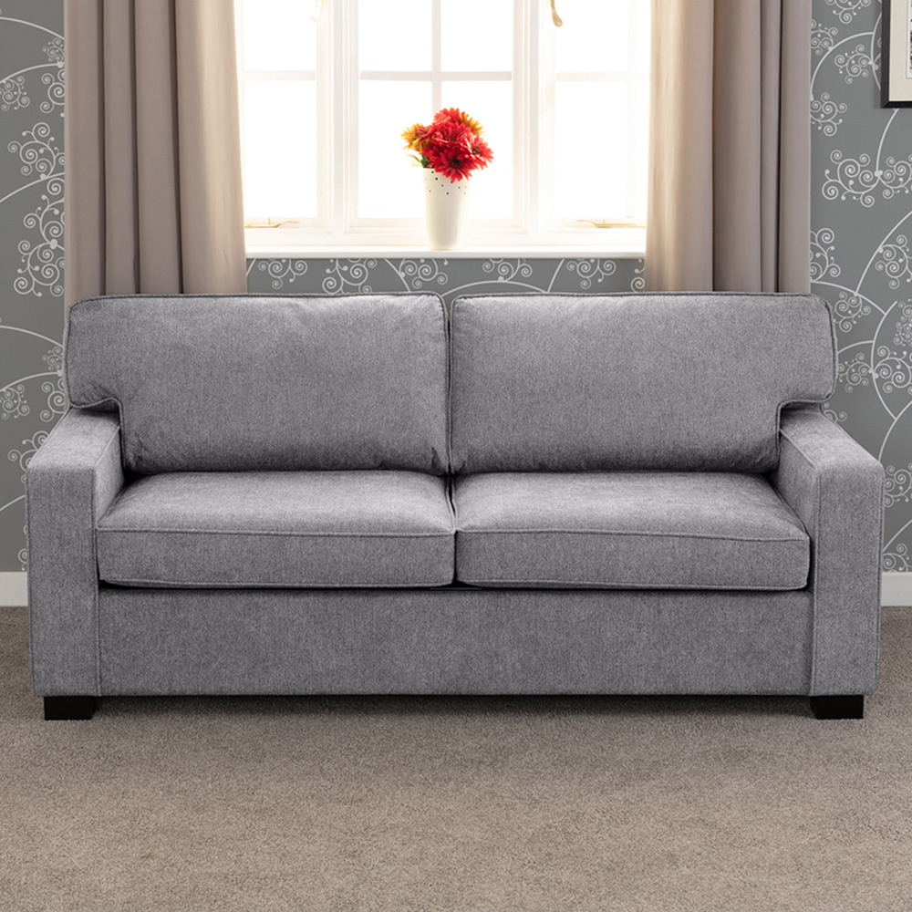 Seconique Eton 2 Seater Light Grey Fabric Sofa Bed Image 1