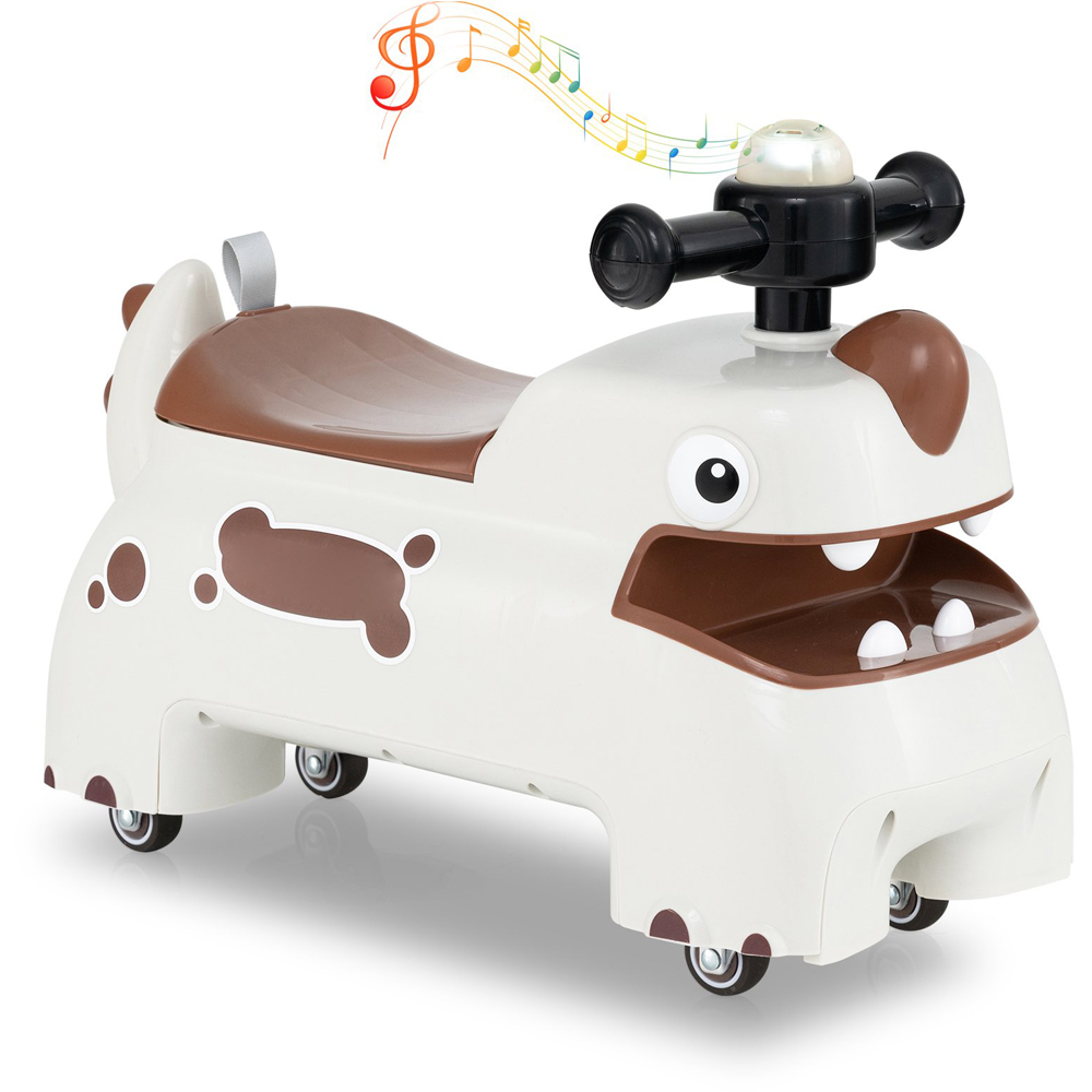 Costway Toddler White Dinosaur Foot to Floor Sliding Ride On Push Car with Storage Image 3