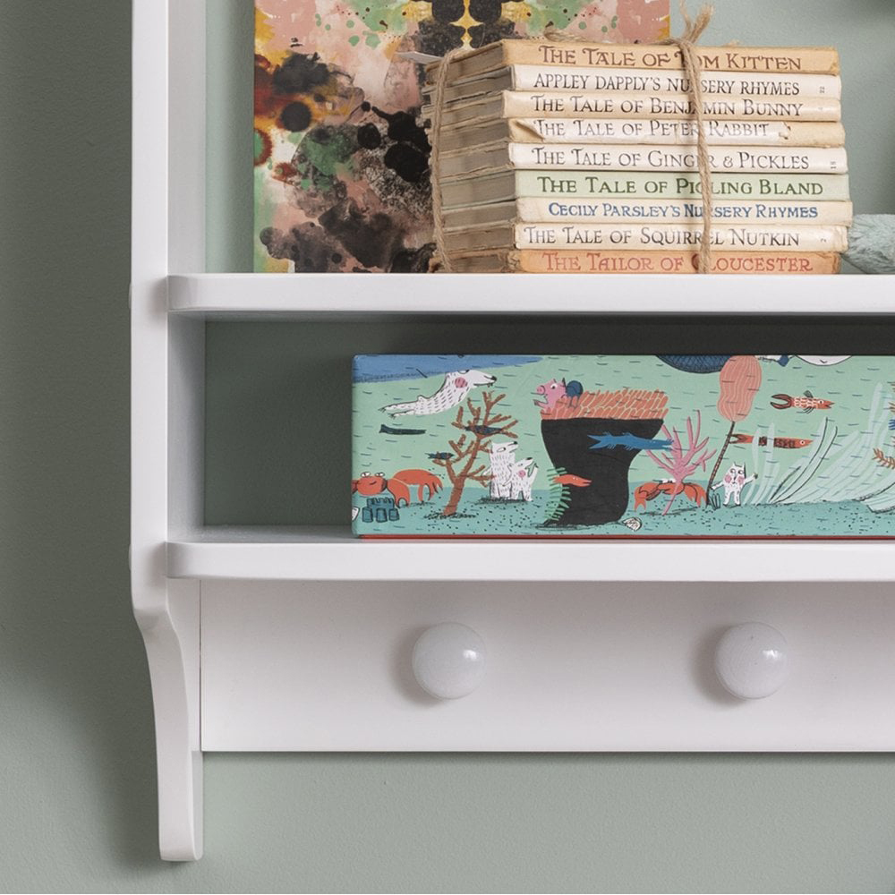 Noa and Nani Hege 3 Shelf 4 Hook White Wall Mounted Storage Unit Image 4