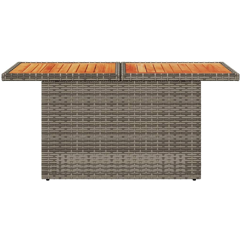 Walplus 2 Seater Grey Poly Rattan Liftable Acacia Wood Top Convertible Garden Dining Table Image 4