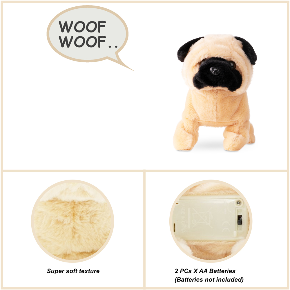 Pugs at Play Peanut The Pug Interactive Walking Dog Plush Soft Toy Image 7