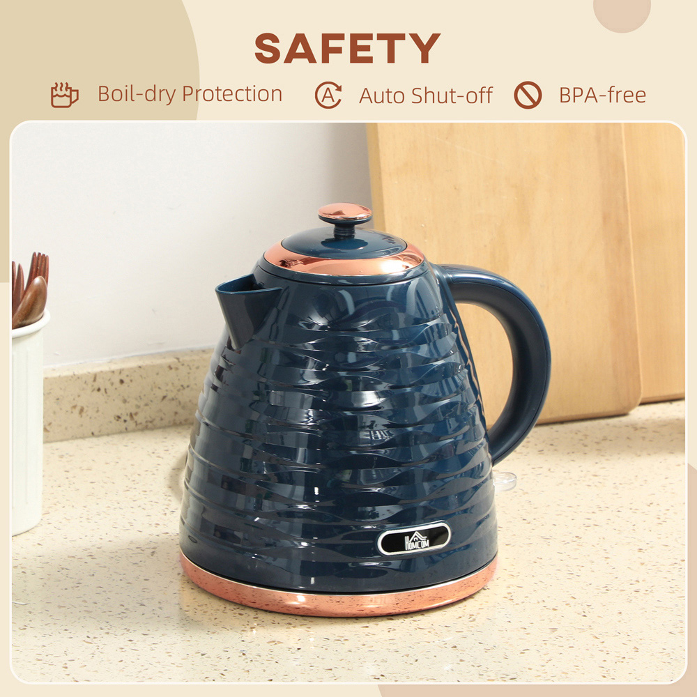 HOMCOM Dark Blue Ripple 1.7L Fast Boil Electric Kettle 3000W Image 6