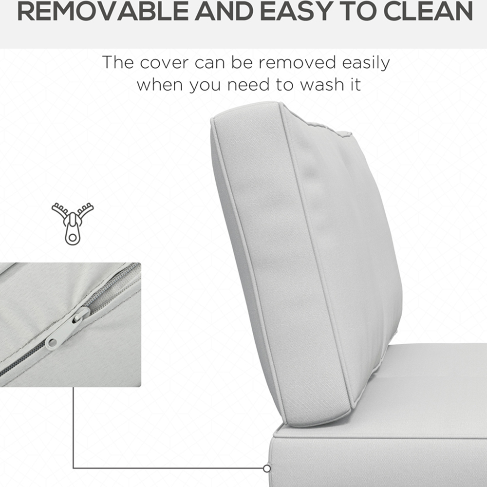 Outsunny Light Grey 3 Piece Back and Seat Replacement Cushion 66 x 117cm Image 6