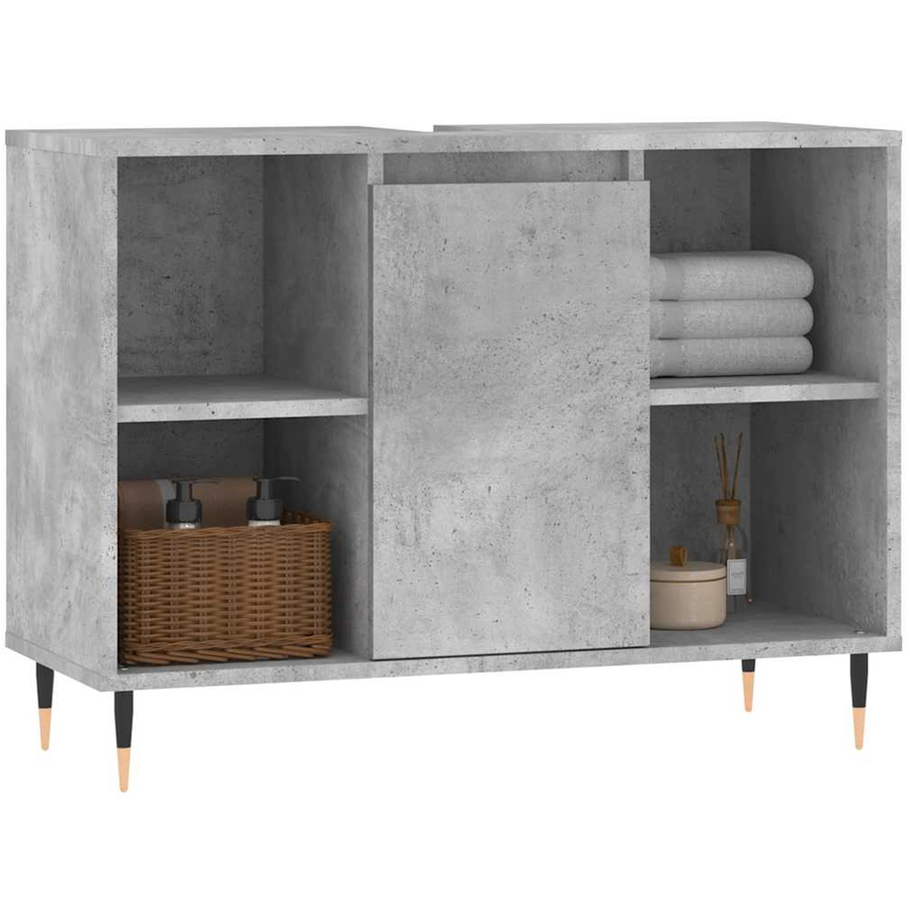 vidaXL Single Door 4 Shelf Grey Bathroom Cabinet Image 3